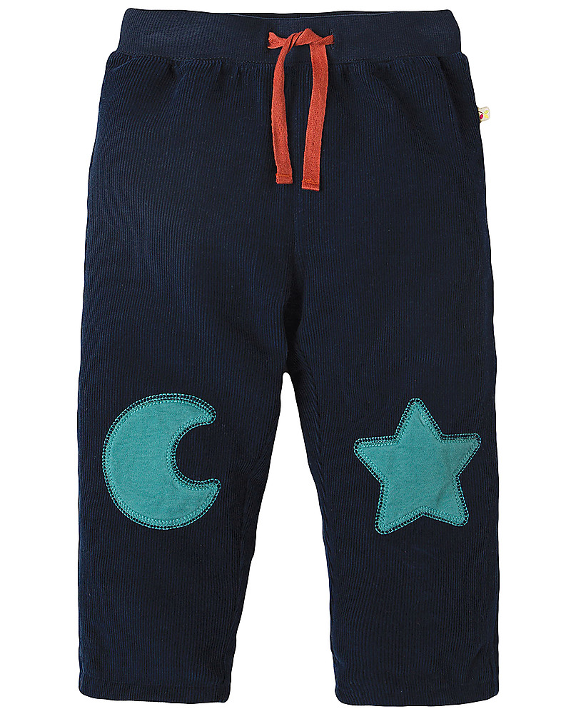 Frugi Pantaloni in Velluto Millerighe con Toppe Applique, Luna e Stella -  100% cotone bio unisex (bambini)