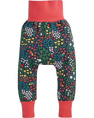 Frugi Pantaloni Morbidi Parsnip - Blu/Fiorellini - Cotone Organico Pantaloni Lunghi