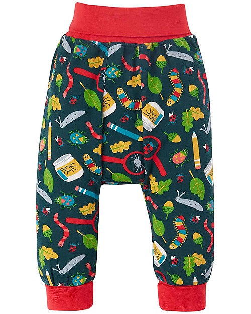 Frugi Pantaloni Morbidi Parsnip - Blu/Fiorellini - Cotone Organico Pantaloni Lunghi