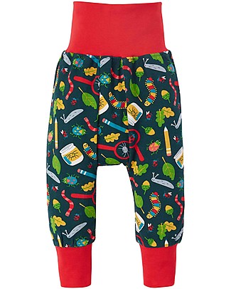 Frugi Pantaloni Morbidi Parsnip - Blu/Fiorellini - Cotone Organico Pantaloni Lunghi