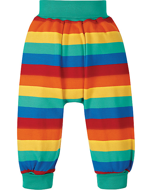 Frugi Pantaloni Morbidi Parsnip - Righe Arcobaleno - Cotone Bio Pantaloni Lunghi