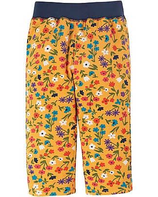 Frugi Pantaloni Reversibili Cord - Blu/Fiori - 100% Cotone Organico GOTS Pantaloni Lunghi