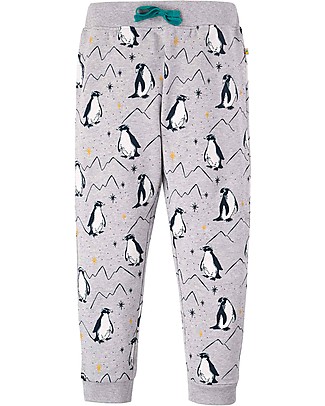 Frugi Pantaloni Tuta con Ginocchia Imbottite - Grigio/Pinguini - 100% Cotone Organico GOTS Salopette
