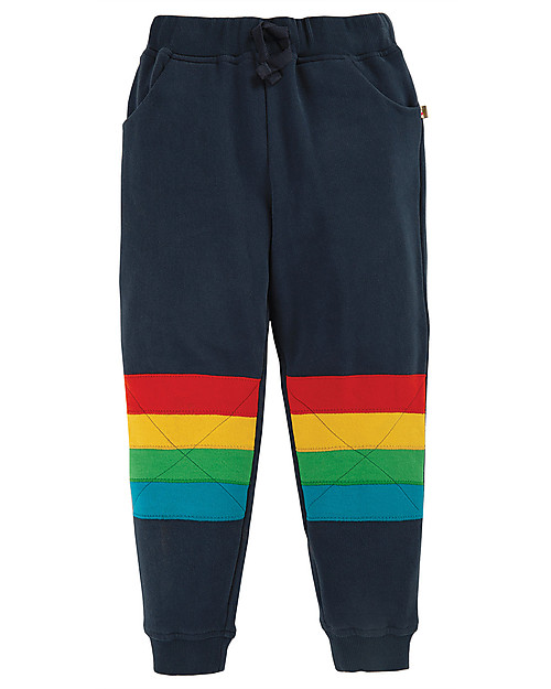 Frugi Pantaloni Tuta con Ginocchia Rinforzate - Indaco/Righe - Cotone Bio Pantaloni Lunghi