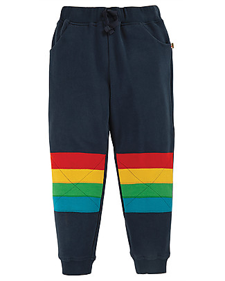 Frugi Pantaloni Tuta con Ginocchia Rinforzate - Indaco/Righe - Cotone Bio Pantaloni Lunghi