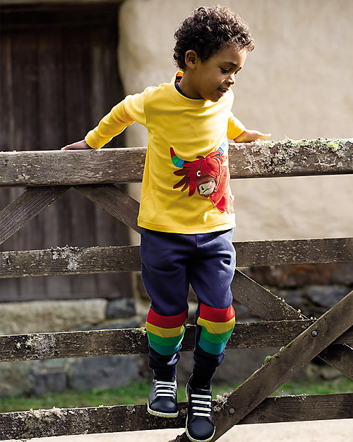 Frugi Pantaloni Tuta con Ginocchia Rinforzate - Indaco/Righe - Cotone Bio Pantaloni Lunghi