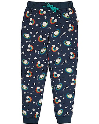 Frugi Pantaloni Tuta con Ginocchia Rinforzate - Indaco/Stelle - Cotone bio Pantaloni Lunghi