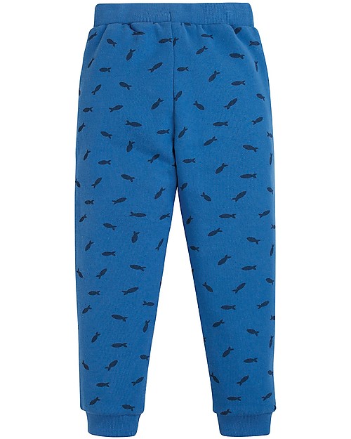 Frugi Pantaloni Tuta con Ginocchia Rinforzate, Pesciolini Blu - 100% cotone bio Pantaloni Lunghi
