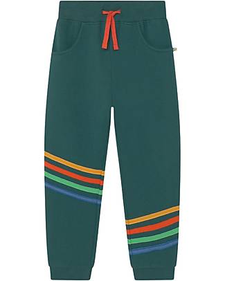 Frugi Pantaloni Tuta Verde Petrolio - Arcobaleno - 100% Cotone Organico GOTS Pantaloni Lunghi