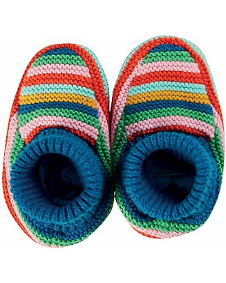 Frugi Pantofole Baby Lavorate a Maglia - Righe Arcobaleno Pantofole