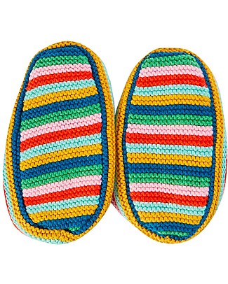 Frugi Pantofole Baby Lavorate a Maglia - Righe Arcobaleno Pantofole