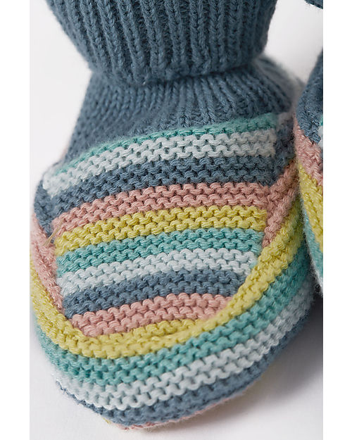 Frugi Pantofole Baby Lavorate a Maglia - Righe Arcobaleno Pantofole