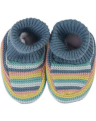 Frugi Pantofole Baby Lavorate a Maglia - Righe Arcobaleno Pantofole