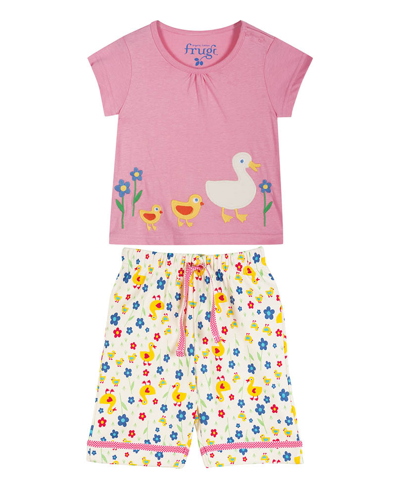 Frugi Pigiama Ducky Waddle - Rosa - 100% Cotone Bio bambina