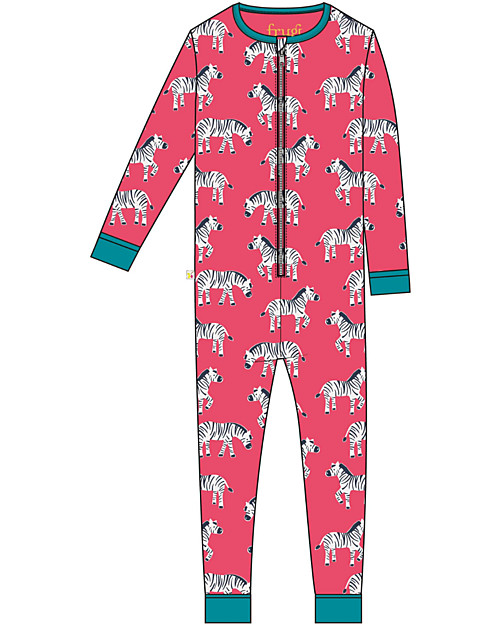 Frugi Pigiama Intero Zelah con Zip Frontale - Zebre - 100% Cotone Organico GOTS Pigiami