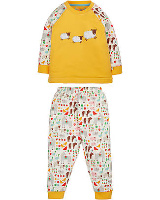 Frugi Pigiama Jamie Jim Jams - Bianco/Pecorella - Cotone Bio Pigiami