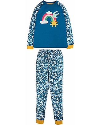 Frugi Pigiama Jamie Jim Jams - Blu/Arcobaleno - Cotone Bio Pigiami
