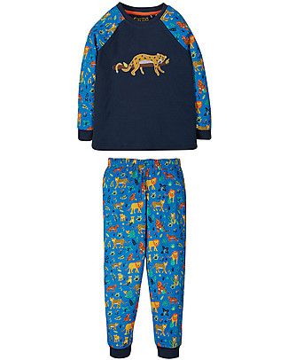 Frugi Pigiama Jamie Jim Jams - Indaco/Leopardo - Cotone Bio Pigiami