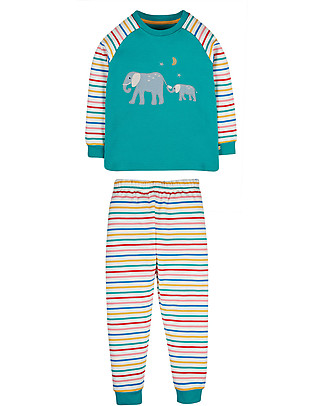 Frugi Pigiama Jamie Jim Jams - Verde Smeraldo/Elefante - Cotone Bio Pigiami