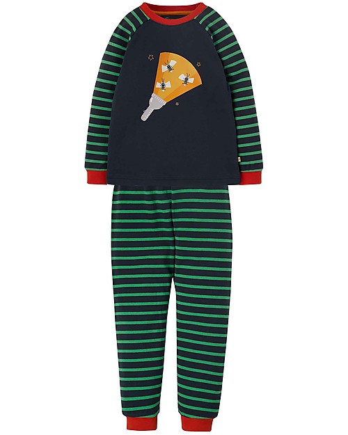 Frugi Pigiama Kernow a Righe Blu e Verde - Insetti - 100% Cotone Organico GOTS Pigiami