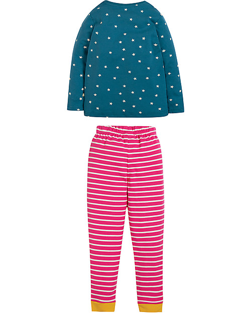 Frugi Pigiama Navigator Long John, Steely Blue Satar/Caravan - 100% cotone bio Pigiami