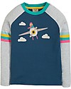 Frugi Raglan Top Arcobaleno, Blu/Pilota - 100% cotone bio Maglie Manica Lunga