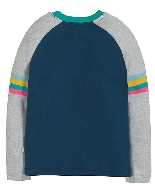 Frugi Raglan Top Arcobaleno, Blu/Pilota - 100% cotone bio Maglie Manica Lunga