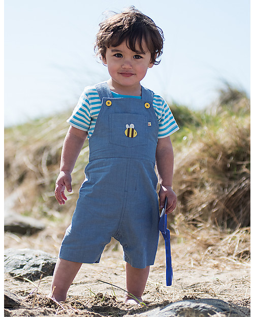 Frugi Salopette Durgan Dungaree, Chambray/Ape - 100% cotone bio Salopette