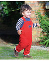 Frugi Salopette Dylan Velluto Rosso - 100% Cotone Bio (foderata e calda!) Salopette