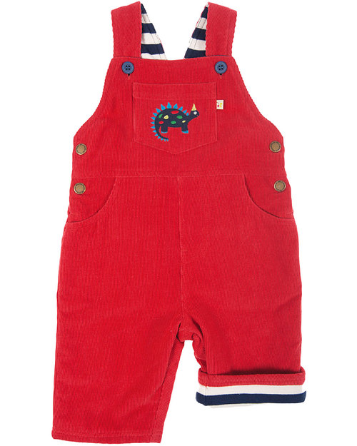 Frugi Salopette Dylan Velluto Rosso - 100% Cotone Bio (foderata e calda!) Salopette
