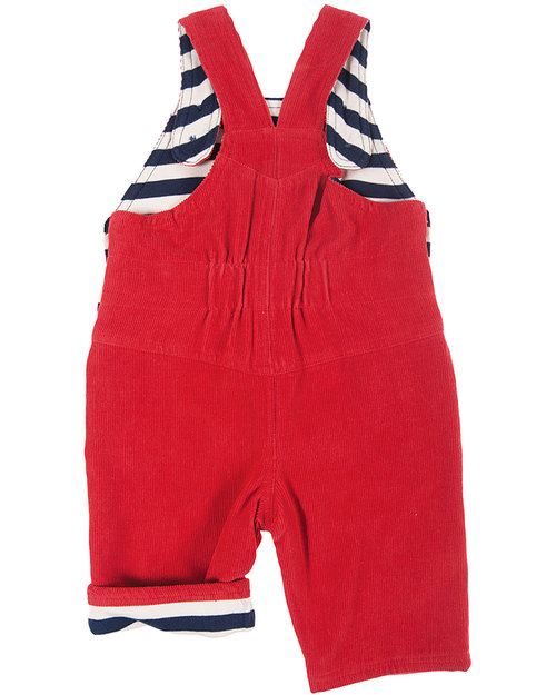 Frugi Salopette Dylan Velluto Rosso - 100% Cotone Bio (foderata e calda!) Salopette