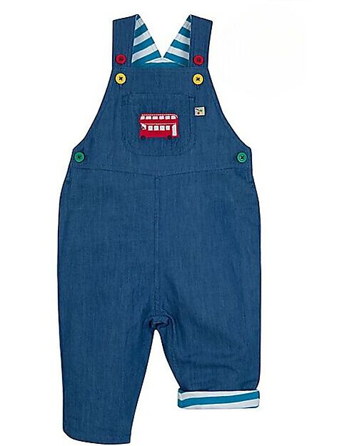 Frugi Salopette Hopscotch - Chambray - Bus - London Transport - 100% Cotone Organico Salopette