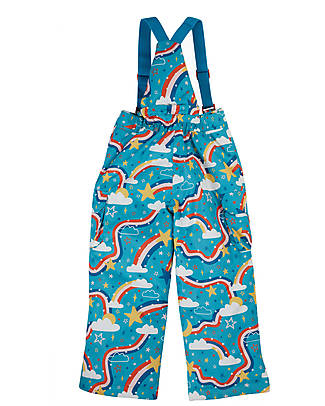 Frugi Salopette Impermeabile Puddle Buster - Arcobaleni Verde Acqua - 100% materiale riciclato! Salopette