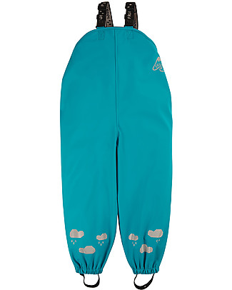 Frugi Salopette Impermeabile Puddle Buster - Verde Acqua - 100% materiale riciclato! Tutine Lunghe Senza Piedi