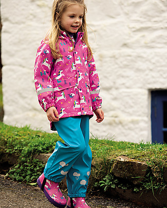 Frugi Salopette Impermeabile Puddle Buster - Verde Acqua - 100% materiale riciclato! Tutine Lunghe Senza Piedi