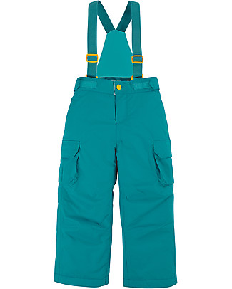 Frugi Salopette Impermeabile Snow&Ski - Verde Acqua - 100% materiale riciclato! Tutine Lunghe Senza Piedi