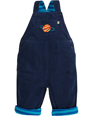 Frugi Salopette Play Days Blu Indaco - Pianeti - 100% Cotone Organico GOTS Salopette