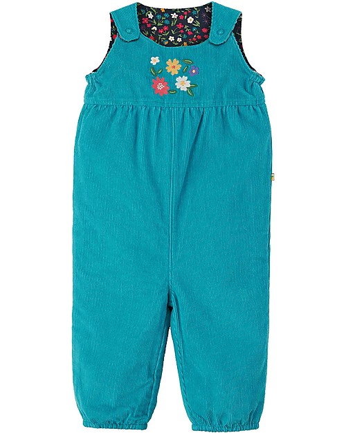 Frugi Salopette Reversibile Lara - Azzurra /Fiorellini - 100% Cotone Organico GOTS Salopette