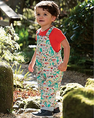 Frugi Salopette Reversibile Rory - Righe Seersucker/Dino Salopette