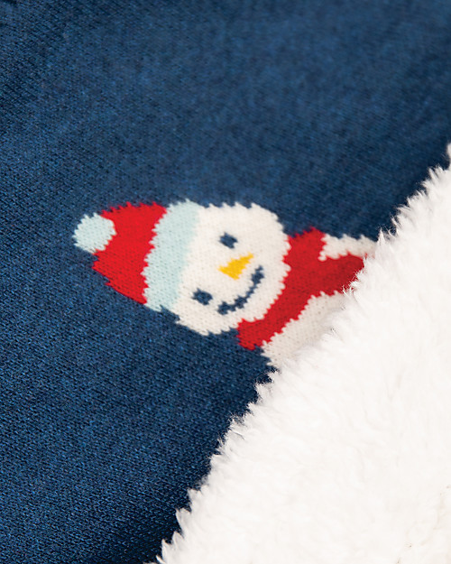 Frugi Scaldacollo Bimbo, Blu/Pupazzo di Neve - Cotone Bio Sciarpe