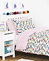 Frugi Set Copripiumino per Letto Singolo, Reversibile - Rainbow Fish - 135x200 cm + federa - 100% Cotone Bio Lenzuola e Federe