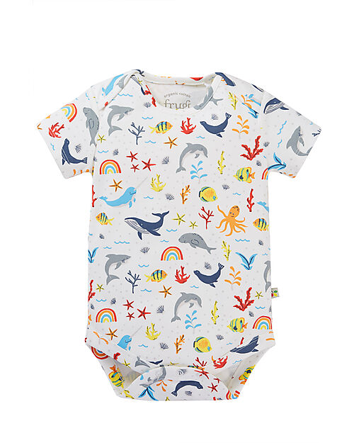 Frugi Set di 2 Body - Righe e Mare Arcobaleno - Cotone Bio Body Manica Corta