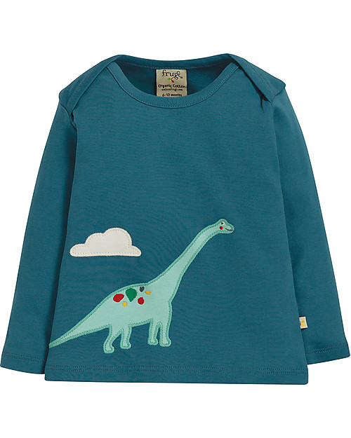 Frugi Set Maglia e Bavaglino Bibs and Bobs, Dino/Blu - 100% Cotone Bio Bavagli Classici