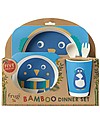 Frugi Set Pappa 5 Pezzi, Pinguino - bambù Set Pappa