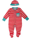 Frugi Set Tutina e Cappellino Lovely - TORNATO! Righe Lampone - Ciniglia di Cotone 100% Bio Tutine Lunghe