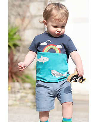 Frugi Short Reversibili Rhys - Arcobaleno- Check and Chambray - Day at the Museum - Cotone Organico Pantaloni Corti