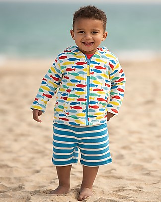 Frugi Shorts a Righe Little Stripy - Blu Motosu - 100% Cotone Bio Pantaloni Corti