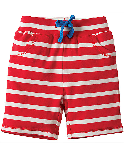 Frugi Shorts a Righe, Rosso/Ippopotamo Pantaloni Corti