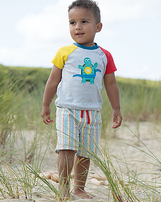 Frugi Shorts Akiara - Righe Seersucker Multicolore (da 4 a 7 anni) - Cotone bio Pantaloni Corti