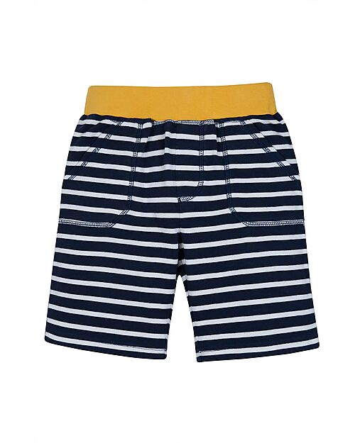 Frugi Shorts con Coulisse - Switch Ellis - Indaco Breton - A day in the city - 100% Cotone Organico Pantaloni Corti